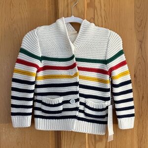 Infant/toddler Striped Knit Cardigan Jacket - White with Multi Stripes